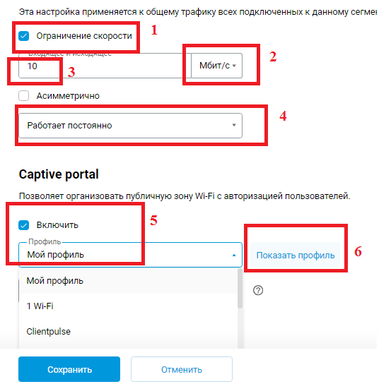 Включение Captive portal